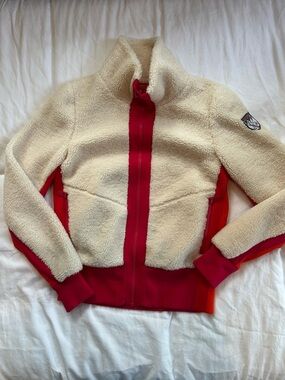 Krimson Klover Cream Sherpa Jacket with Red Trim